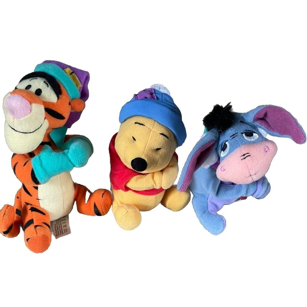 VINTAGE Winnie The Pooh - Tigger - Eeyore Plush Huggers Toy 5" Walt Disney